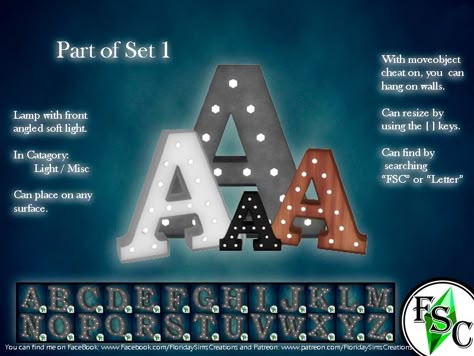 The Sims Resource - Light Up Alphabet Letters Set 1: A Sims 4 Letters For Wall, Sims 4 Alphabet Letters Cc, Sims 4 Letter Decor, Sims 4 Cc Wall Letters, Sims 4 Cc Letter Decor, Sims 4 Wall Letters, The Sims 4 Lights Cc, Sims 4 Letters Cc, Sims 4 Cc Led Lights