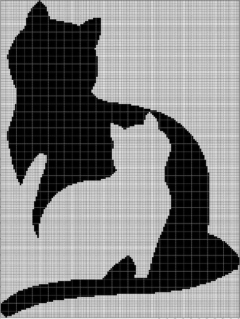 Cat+in+cat+silhouette+cross+stitch+pattern+in+pdf Cross Stitch Silhouette, Cat Cross Stitches, Dmc Cross Stitch, Crochet Cat Pattern, Cat Cross Stitch Pattern, Cat Cross Stitch, Cross Stitch Baby, Cross Stitch Animals, Cat Silhouette