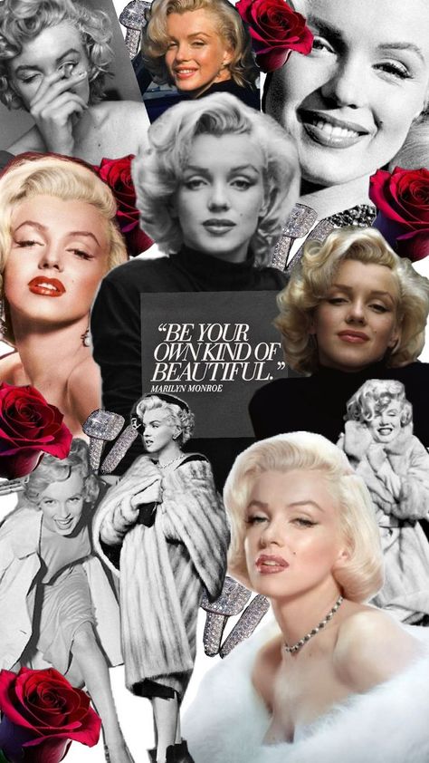 Marilyn Monroe collage and famous quote, roses and diamonds #beautiful #hollywood #vintage #classic  #actress #1960s Marilyn Monroe Collage, Marilyn Monroe Aesthetic, Marilyn Monroe Drawing, Marilyn Monroe Wallpaper, Marilyn Monroe Pop Art, Marilyn Monroe Quotes, Marilyn Monroe Art, Hooray For Hollywood, Marilyn Monroe Photos