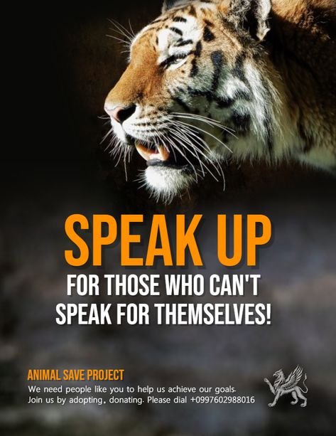 Animal rights awareness poster/flyer template Save Animals Poster, Animal Cruelty Awareness, Tiger Poster, Animal Activism, Awareness Poster, Animal Conservation, Stop Animal Cruelty, Social Awareness, Animal Protection