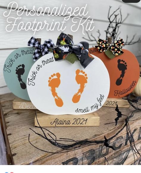 Pumpkin Footprint, Baby Footprint Crafts, Diy Craft For Kids, Cutest Pumpkin In The Patch, Baby Art Projects, Footprint Crafts, Baby First Halloween, Children Activities, Halloween Arts And Crafts