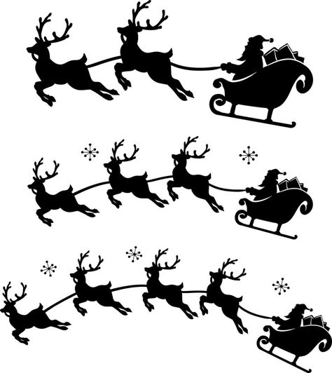 Santa Sleigh Silhouette Simple, Christmas Sillhoute, Christmas Village Silhouette, Christmas Silhouette Images, Homemade Gifts Christmas, Santa Sleigh Silhouette, Christmas Homemade Gifts, Christmas Silhouettes, Santa Claus Drawing