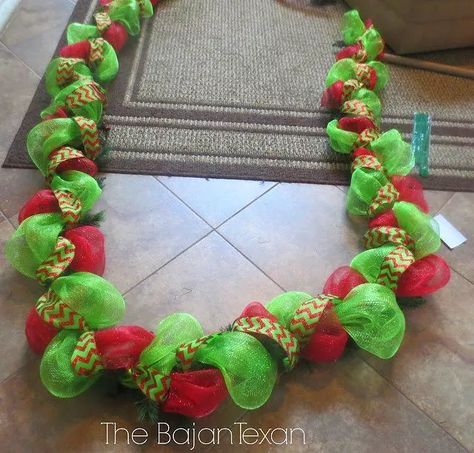 DIY Deco Mesh Garland | Hometalk Mesh Garland, Deco Mesh Garland, Whoville Christmas, Holiday Garland, Diy Christmas Garland, Grinch Christmas Decorations, Diy Deco, Holiday Garlands, Deco Decor