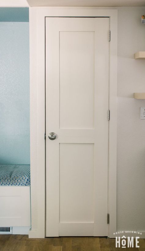 Learn how to build a DIY two panel shaker style solid core door with this step-by-step tutorial. Use off-the-shelf materials from the home store! Shaker Closet Doors, Two Panel Doors, Diy Interior Doors, Building A Door, Make A Door, Door Plan, Double Door Design, Shaker Doors, Shaker Style Doors