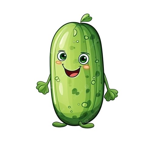 Cucumber Clipart, Cucumber Illustration, Salad Drawing, Cute Cucumber, Cute Cartoon Food, Cartoon Food, Illustration Cute, Free Png, Png Image