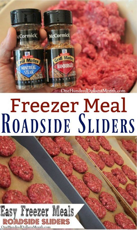 I don’t know about you, but we LOVE roadside sliders around here. So when the HH and I processed 40 pounds of Zaycon ground beef recently, one of the many freezer meals we made was, you guessed it, roadside sliders. Weather your’e making roadside sliders for a crowd or just trying to fill up the … Beef Freezer Meals, Freezer Dinners, Budget Freezer Meals, Freezer Friendly Meals, Freezable Meals, Freezer Meal Planning, Make Ahead Freezer Meals, Healthy Freezer Meals, Easy Freezer Meals