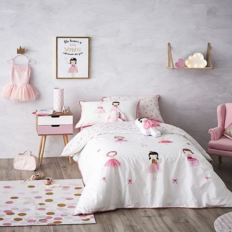 Ballet Girls Quilt Cover Set Ballet Bedroom, Ballerina Bedroom, Girls Bedroom Decor Ideas, Adairs Kids, Small Space Interior Design, Big Girl Bedrooms, Girls Bedroom Decor, Coverlet Bedding, 4 Girls