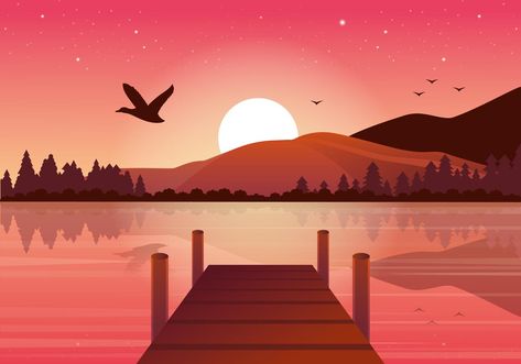 Illustration Meaning, Summer Illustration, Background Design Vector, Art Et Illustration, Landscape Illustration, Digital Art Illustration, Art And Illustration, Nature Illustration, Landscape Walls