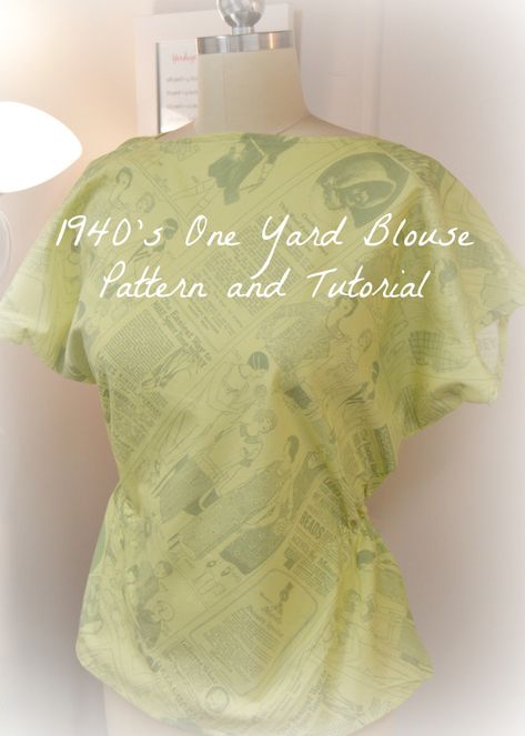 1940's Blouse Pattern and Tutorial Vintage Blouse Pattern Free, Blouse Pattern Free, Vintage Blouse Pattern, Blouse Tutorial, 1940s Blouse, Sewing Blouses, Sewing Tops, Blouse Pattern Sewing, Sewing Design