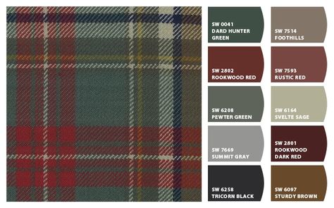 "Tartan" Color Palette Inspiration Chip It! by Sherwin-Williams – Home English Country Colour Palette, Scotland Colour Palette, Red Blue Green Brown Color Palette, British Color Palette, English Colour Palette, Scottish Color Palette, Scottish Colour Palette, Scotland Color Palette, Irish Color Palette