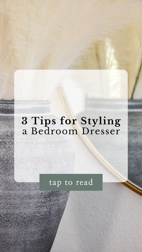 You know that catch-all space in your bedroom where jewelry, pocket change, and maybe even dirty laundry tend to pile up? Well today we’re giving away our top three tips for accessorizing bedroom dressers— so let’s clear off any clutter and get to work! Tap to see all three styling tips for your primary bedroom suite in our latest blog post. Styling Dresser Top, Styling A Dresser Top Master Bedrooms, Styling A Dresser Top, Styling A Dresser, How To Style A Dresser, Style A Dresser, Primary Bedroom Suite, Bedroom Arrangement, Dresser Top