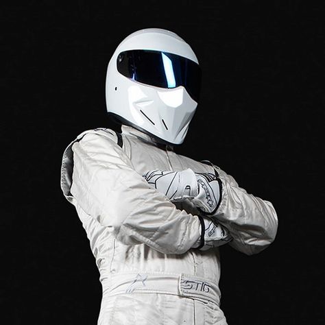 The Stig is an anonymous race car driver created by Jeremy Clarkson and Andy Wilman, who has featured in the British television series Top Gear since its relaunch in 2002. Currently, The Stig is in its third iteration, "born" in a similar location and means to Jesus Christ at the end of the Middle East Special where thereafter it quickly grew into an adult version of itself. There were two versions of The Stig prior to this incarnation; the first, known as The Black Stig, was killed off in Serie The Stig, Race Car Driver, Jeremy Clarkson, Car Driver, Top Gear, Race Car, Jesus Christ, For Sale