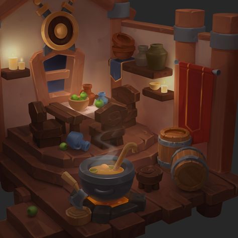 Old Tavern, Daria Zariankina on ArtStation at https://www.artstation.com/artwork/L3J0Ok Game Design Illustration, Old Tavern, Interior Concept Art, Witch Hut, Texture Drawing, Fantasy Props, Game Props, Interior Concept, 3d Artwork