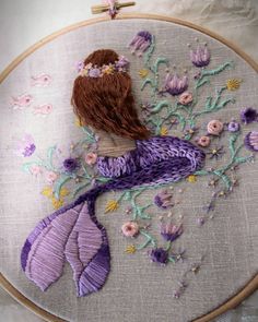 Mermaid Embroidery Patterns, Embroidery Mermaid, Mermaid Embroidery, Stitches Embroidery, Mermaid Pattern, Contemporary Embroidery, Diy Embroidery Patterns, Handmade Embroidery, Modern Embroidery