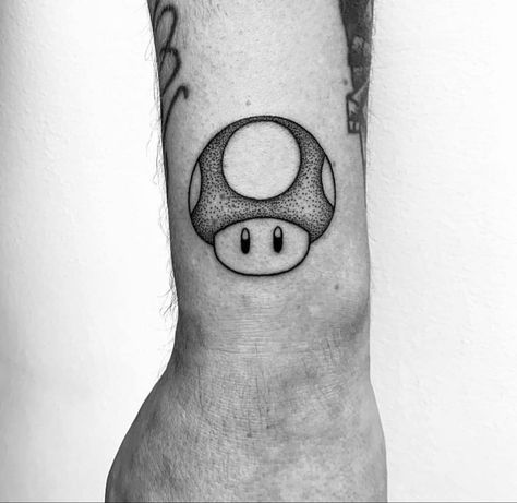 Super Mario Tattoo, Ankle Tattoo Men, Nintendo Tattoo, Tech Tattoo, Mario Tattoo, Pikachu Tattoo, Nerdy Tattoos, Gamer Tattoos, Mushroom Tattoos