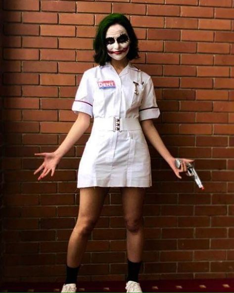 Crazy Person Costume, Joker Nurse Costume, Joker Nurse, Female Joker Costume, Joker Dress, Nurse Cosplay, Joker Halloween Costume, Joker Halloween, Halloween Costumes For Teens Girls