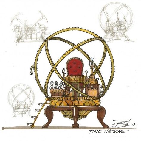 Time Machine Concept Art, Time Travel Machine Design, The Time Machine Hg Wells, Time Machine Drawing, Time Machine Illustration, Philosophy Of Time Travel, Time Travel Art, Hg Wells, Time Travel Machine