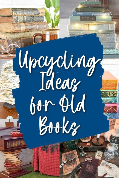 Vintage Book Crafts Diy, Old Books Art, Ideas For Old Books, Crafts With Old Books, Book Upcycle, Recycled Book Crafts, Upcycled Books Crafts, Old Encyclopedias, Diy Old Books