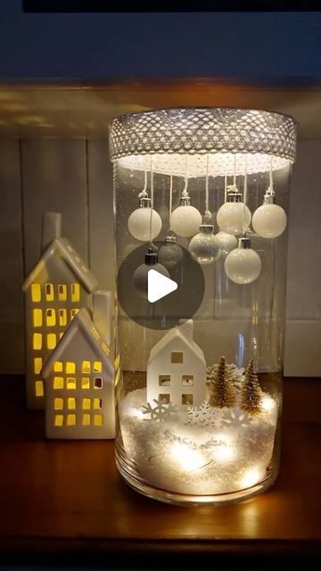 Winter Wonderland Diy, Diy Winter Wonderland Decorations, Crafters Companion Christmas Cards, Christmas Centerpieces Cheap, Christmas Tree Village Display, Advent Decorations, Christmas Tree Village, Winter Wonderland Decorations, Luci Led