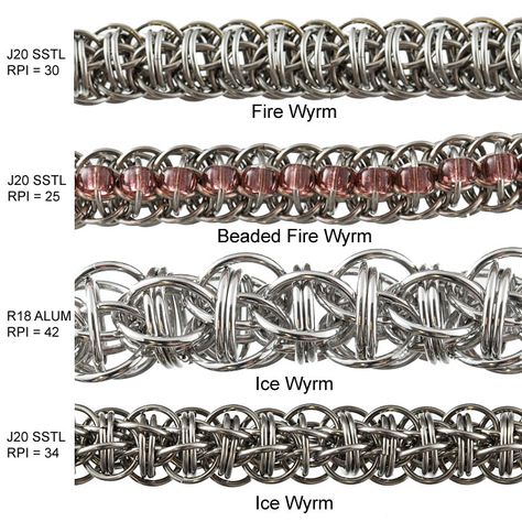 Fire Wyrm (and Ice Wyrm Variation) - Project | Blue Buddha Boutique Viking Knit Jewelry, Chainmaille Jewelry Patterns, Chain Maille Patterns, Bronze Rings, Chainmaille Tutorial, Blue Buddha, Jump Ring Jewelry, Chainmail Jewelry, Wire Jewelry Tutorial