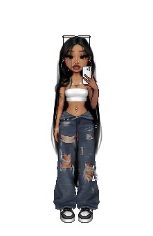 Baddie Outfits Anime, Everskies Pjs, Black Baddies Outfit, Everskies Baddie, Bratz Cartoon, Cute Baddie Pfp, Y2k Baddie Outfits, Bitmoji Outfits Baddie, Everskies Fits