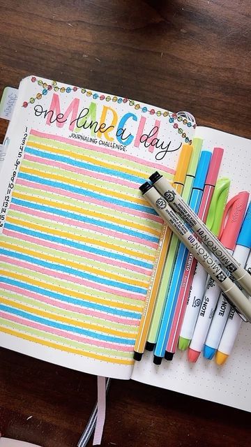 Jenna Meyers | HAND LETTERING ARTIST on Instagram: "What will your “one line a day” theme be?! 📒 Leuchtturm A5 Dot Grid ✍🏼 Micron 08 & 01 ✍🏼 Sharpie S•Note ✍🏼 STABILO Pen 68" One Line A Day Bullet Journal, Dot Grid Journal Ideas, Dot Journal Ideas, Dotted Journal Ideas, Crystal Notebook, Bullet Journal Lines, One Line A Day Journal, Line A Day Journal, September Bujo