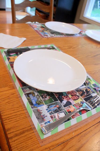 Personalized place mats Photo Placemats, Personalised Placemats, Diy Placemats, Girl Scout Ideas, Diy Picture, Handmade Christmas Gifts, Place Mats, Diy Photo, Photo Craft