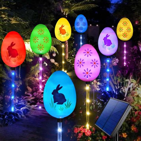 Easter Decorations, Color Changing Outdoor Easter Lights, Waterproof Glow in Dark Easter Eggs for Outside Porch Lawn Yard Easter Decor Pathway Lights, Easter Decor, Easter Decorations, Easter Eggs, Lawn, Porch, Solar, Easter, Yard