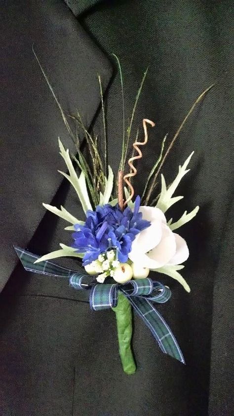 Handmade by me with Douglas tartan ribbon. Ribbon Boutonniere, Douglas Tartan, Tartan Ribbon, Boutonniere, Tartan, Crown Jewelry, Ribbon, Floral