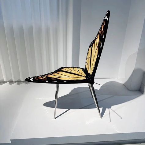 Butterfly leisure chair, high-end artistic light luxury creative single chair, stainless steel stool Check my bio for more #chairs #chairmodern #sofamodern Drawing Chair, Exam Drawing, Steel Stool, Single Chair, Leisure Chair, Butterfly Chair, Tech Design, Modern Sofa, Modern Chairs