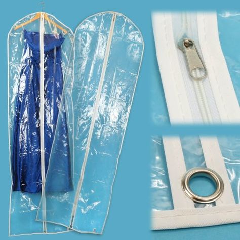 Hangerworld Clear 72 Showerproof Wedding Gown Dress Garment Cover Bag with White Trim Pack of 6 * Be sure to check out this awesome product. Closet Storage Systems, Plastic Dress, Packaging Ideas Business, Garment Cover, Costura Diy, Crepe Paper Flowers, Storage Closet Organization, Organizing Systems, Crepe Paper