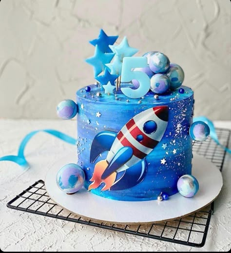 Captain America Birthday Cake, Rocket Ship Birthday Party, Block Birthday Party, Cake Designs For Kids, Space Party Decorations, Paw Patrol Birthday Cake, Galaxy Cake, Baby First Birthday Cake, Happy Birthday Boy