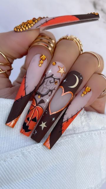 Spooky Thanksgiving Nails, Spooky Sets, Magical Nails, Horror Nails, Holloween Nails, Halloween Acrylic Nails, Purple Acrylic, October Nails, Fingernail Polish