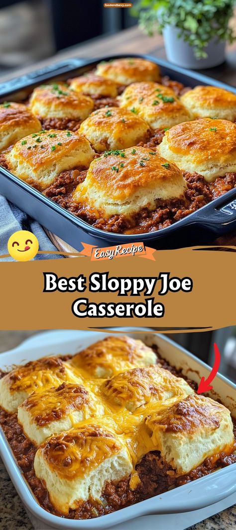 Transform the classic sandwich into a hearty bake with the Sloppy Joe Casserole. Featuring a savory meat sauce with a sweet and tangy flavor profile, layered between buns and topped with cheese, this dish is a more fork-friendly version of the beloved Sloppy Joe. #SloppyJoeCasserole #ComfortFood #FamilyFavorites Sweet Sloppy Joe Recipe, Casserole Main Dishes, Quick Casserole Recipes, Baking Dish Recipes, Super Easy Casseroles, Guy Food, Cornbread Topping, Lunch Casserole, Slow Cooker Sloppy Joes