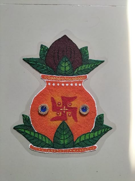 Easy And ready to use rangoli patches to decor this diwali Kalash Decoration, Poster Rangoli, Designs Rangoli, Acrylic Rangoli, Very Easy Rangoli Designs, Easy Rangoli Designs Diwali, Simple Rangoli Border Designs, Rangoli Borders, Rangoli Ideas