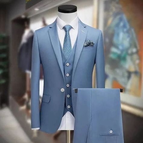 Classy meets Luxury on Instagram: "Quality men's 3piece suits 🔥🔥🔥 Available sizes 46-58 Price 235$ We deliver worldwide ✈️🌎 Dm or Whatsapp to order #qualitysuits #mensfashion" 3 Pic Suits Man, Mens White Suit, Grey Suit Men, Prom Suits For Men, Suit Tuxedo, Blue Suit Men, Indian Men Fashion, Dress Suits For Men, White Suit