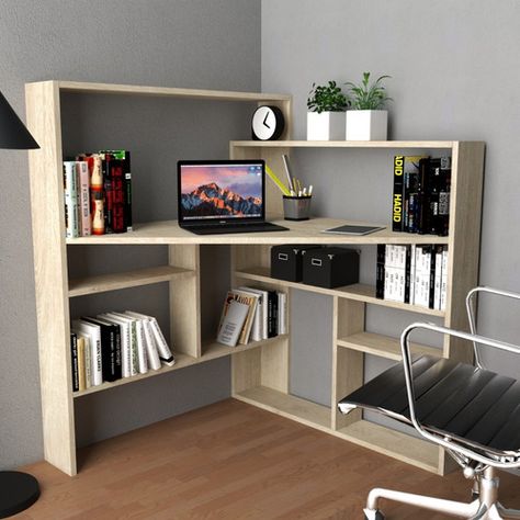 Escritorio Moderno Biblioteca Organizador Mesa Esquinero | Mercado Libre Book Nooks, Corner Bookcase, Nook, Corner Desk, Bookcase, Shelves, Desk, Furniture, Home Decor