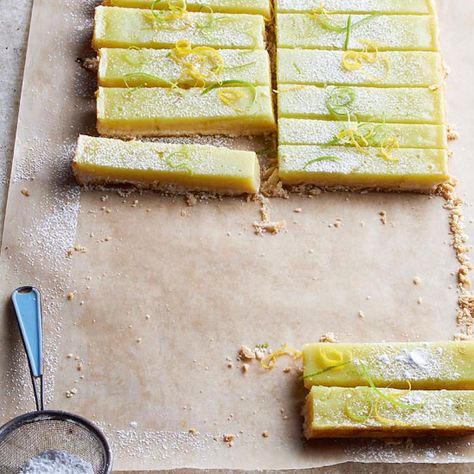 Guests will go crazy for these melt-in-your-mouth Lemon-Lime Bars! More summer potluck recipes: http://www.bhg.com/recipes/party/party-ideas/potluck-recipes/?socsrc=bhgpin080413lemonlimebars=8 Summer Potluck Recipes, Pan Desserts, Citrus Desserts, Lime Desserts, Fruit Bars, Summer Potluck, Lime Bars, Bar Recipes, Bar Cookies