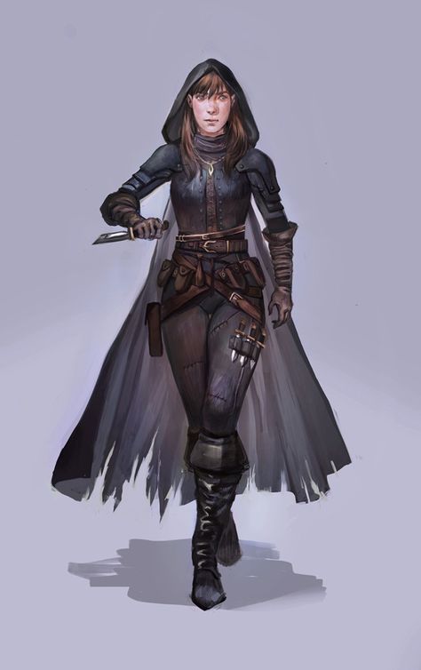 Half elf rogue, Kristina Yovanovic on ArtStation at https://www.artstation.com/artwork/ml8Ra Half Elf Rogue, Rogue Dnd, Elf Rogue, Half Elf, Female Assassin, Elf Clothes, Rpg Map, Dungeons And Dragons Characters, Dnd Art