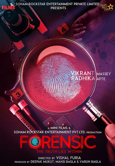 Forensic (2022) Film Poster Art Illustration, Poster Theme Ideas, Film Poster Ideas, Creative Movie Posters, Poster Movie Film, Mumbai Poster, Poster Design Movie, Movie Poster Project, Pubmat Ideas