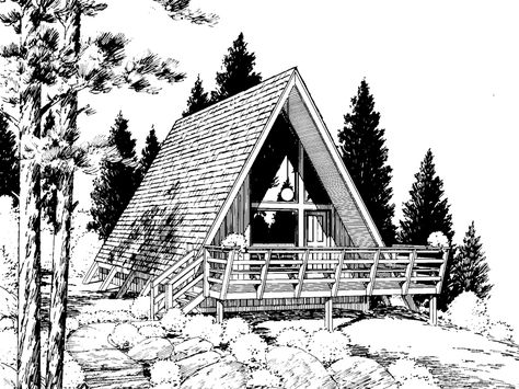 Mountain House Plan, Front Of Home, Vacation House Plans, Indoor Balcony, Rustic House Plans, A Frame House Plans, Mountain House Plans, Lake House Plans, House Sketch