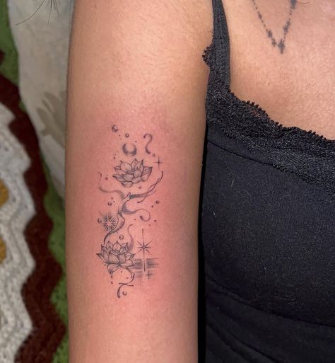 Whimsical Tattoo, Celestial Floral, Matching Bff Tattoos, Whimsical Tattoos, Celestial Tattoo, Funky Tattoos, Small Pretty Tattoos, Bff Tattoos, Cute Little Tattoos