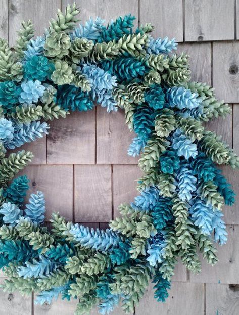 winter-wreath-round-up Make A Wreath, Painted Pinecones, Cone Wreath, Pine Cone Art, Cones Crafts, Pinecone Wreath, Pine Cone Crafts, Wreath Tutorial, Holiday Wreath