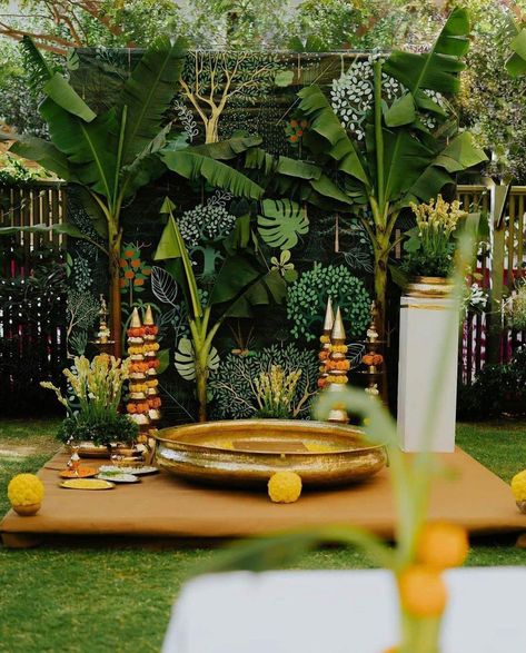 DIY Your Haldi Decor With This One Viral Item Haldi Decoration Ideas, Haldi Ceremony Decorations, Ceremony Outfit, Mehendi Decor Ideas, Haldi Decor, Haldi Function, Wedding Background Decoration, Wedding Entrance Decor, Desi Wedding Decor