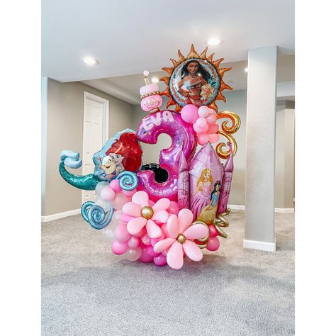 3rd Birthday Balloon Bouquet, Disney Princess Balloon Bouquet, Princess Birthday Balloons, Disney Princess Balloon Arch, Princess Balloon Bouquet, Princess Balloon Garland, Princess Balloon Arch, Princess Balloon, Packages Ideas