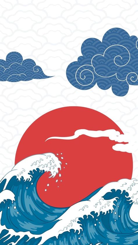 Japanese Wallpaper Iphone, Japanese Pop Art, Minimalist Japanese, Cocoppa Wallpaper, Japanese Art Prints, Japanese Waves, Phone Wallpaper Design, Cool Wallpapers Art, Art Inspiration Painting