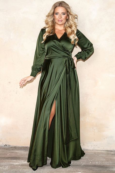 Green Formal Dress Plus Size, Olive Green Formal Dress, Satin Dress With Sleeves, Long Green Bridesmaid Dresses, Formal Dress Plus Size, Green Formal Dress, Olive Green Bridesmaid Dresses, Neon Prom Dresses, Silk Bridesmaid Dresses