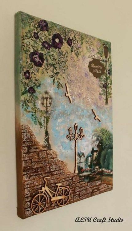 Mixed Media Art Techniques, Christmas Paintings On Canvas, Canvas For Beginners, Mixed Media Art Canvas, Mixed Media Crafts, Canvas Painting Ideas, Soyut Sanat Tabloları, Easy Canvas Painting, Decoupage Art