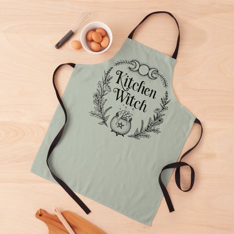 Get my art printed on awesome products. Support me at Redbubble #RBandME: https://www.redbubble.com/i/apron/Kitchen-Witch-by-Shinycraft/56158336.6ZXWR?asc=u Goth Kitchen Ideas, Kitchen Witch Decor, Mini Cafeteria, Goth Kitchen, Witchy Kitchen, Kitchen Witch Recipes, Diy Apron, Wiccan Decor, Witchy Home Decor