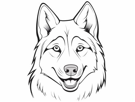 illustration of Nice simple Siberian husky coloring for kids Husky Coloring Page, Husky Drawing Easy, Husky Line Art, Siberian Husky Tattoo, Husky Drawing, Mandala Turtle, Domestic Animals, Free Coloring Sheets, Husky Mix